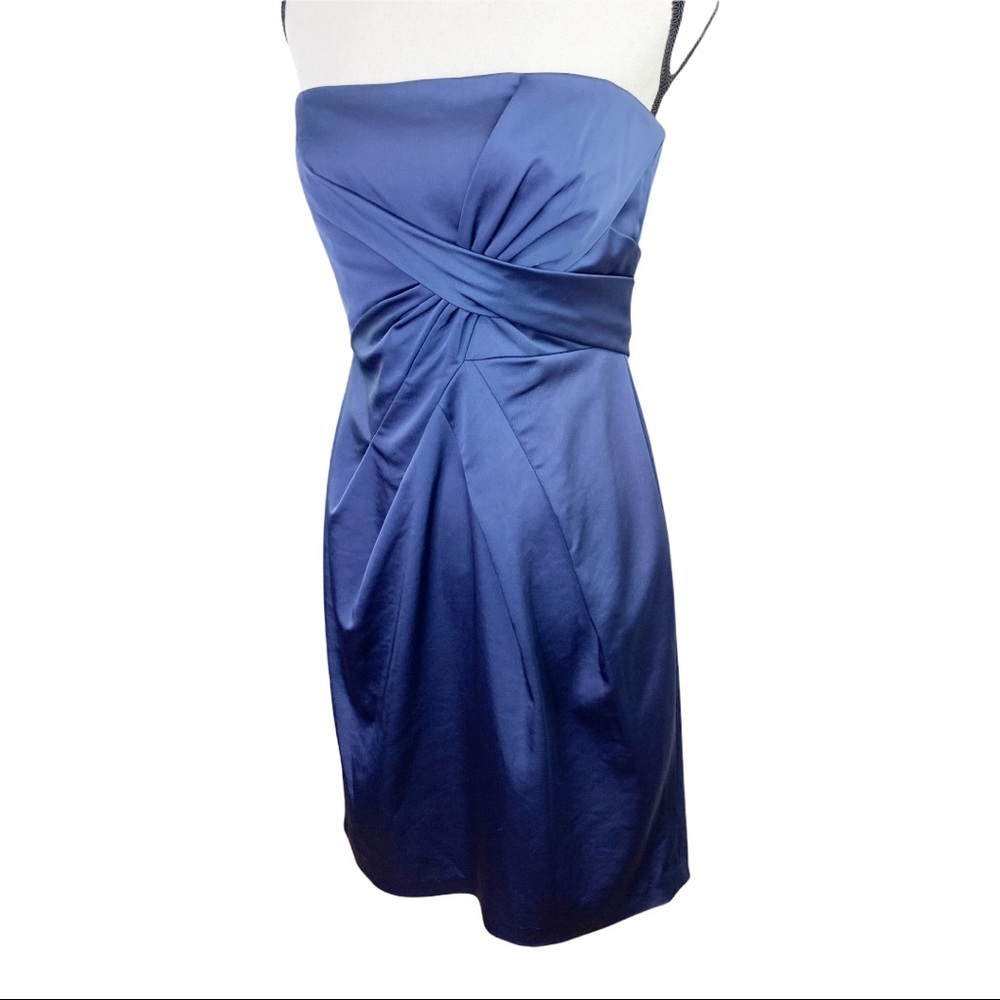 BCBGMaxAzria Strapless Cobalt Blue Twist Front Mini Cocktail DressSz 6 EUC